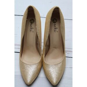 Machi Womens Miya-4 Gold Glitter Pointed Toe Stiletto Pumps Heels Size 8.5
